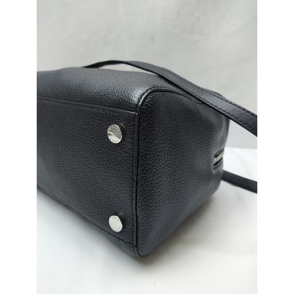 Michael Kors Mercer Black Pebbled Leather Duffle Zipper Closure Satchel Bag - Picture 16 of 16